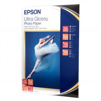 Epson Ultra Glossy Photo Paper, foto papír, lesklý, bílý, R200, R300, R800, RX425, RX500, A4, 300 g/m2, 15 ks, C13S041927, inkoust