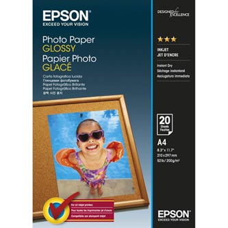 Epson Photo Paper, foto papír, lesklý, bílý, A4, 200 g/m2, 20 ks, C13S042538, inkoustový