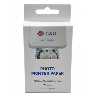G&G Photo paper, foto papír, bílý, 50x76mm, 20 ks, GG-ZP023-20, termosublimační
