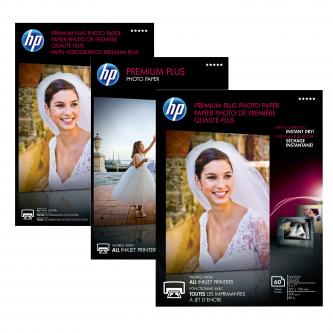 HP Premium Plus Glossy Photo Paper, foto papír, k tisku bez okrajů typ lesklý, bílý, 13x18cm, 5x7", 300 g/m2, 20 ks, CR676A, inkou