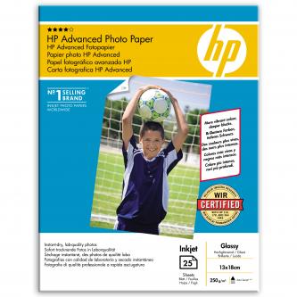 HP Advanced Glossy Photo Paper, foto papír, bez okrajů typ lesklý, zdokonalený typ bílý, 13x18cm, 5x7", 250 g/m2, 25 ks, Q8696A, i