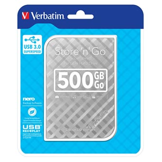Verbatim externí pevný disk, Store N Go, 2.5", USB 3.0 (3.2 Gen 1), 500GB, 53196, stříbrný