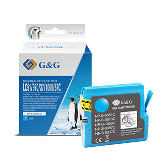 G&G kompatibilní ink s LC-1000C, cyan, 400str., NP-B-0051C/1000C/970C, pro Brother DCP-330C, 540CN, 130C, MFC-240C, 440CN