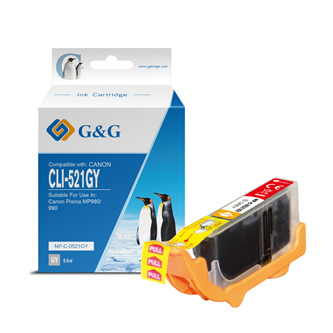 G&G kompatibilní ink s CLI521GY, grey, 8.4ml, NP-C-0521GY, 2937B001, pro Canon iP3600, iP4600, MP620, MP630, MP980