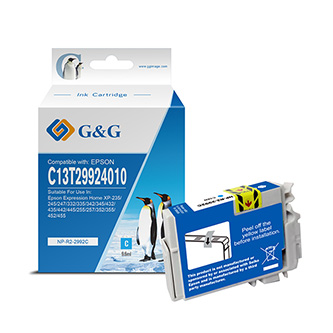 G&G kompatibilní ink s C13T29924010, T29XL, cyan, 9,6ml, ml NP-R-2992C, pro Epson Expression Home XP-235, XP-332, XP-335, XP-432,