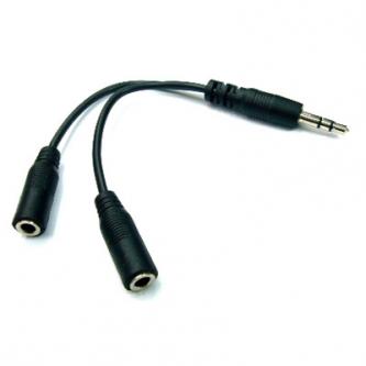 Audio Rozdvojka, Jack (3,5mm) M-Jack (3,5mm) 2x F, 0.2, stereo, černá, Logo, s kablíkem