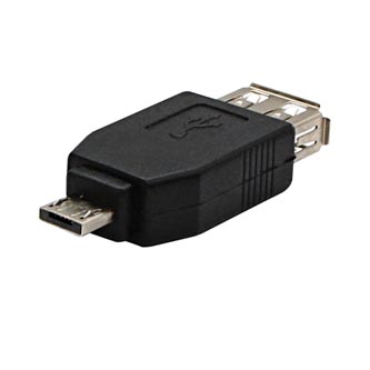 USB redukce, (2.0), microUSB samec - USB A samice, OTG, černá, Logo
