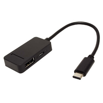 USB redukce, (2.0), USB C samec - USB A samice, černá, plastic bag s posíleným napájením