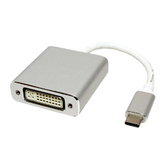 USB/Video převodník, DP Alt Mode, USB C samec - DVI (24+5) samice, stříbrný, plastic bag 1920x1200