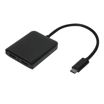 USB/Video převodník, DP Alt Mode, USB C samec - 2x HDMI samice, černý, plastic bag 4K@30Hz