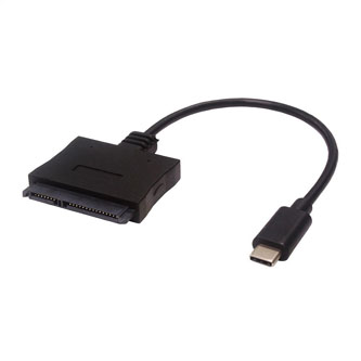 USB/SATA převodník, USB C samec - SATA (7+15pin), černý, plastic bag pro HDD/SSD disky 2,5"
