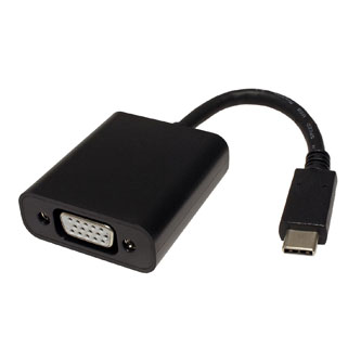 USB/Video převodník, USB C samec - VGA (D-Sub) samice, černý, plastic bag 2048x1536