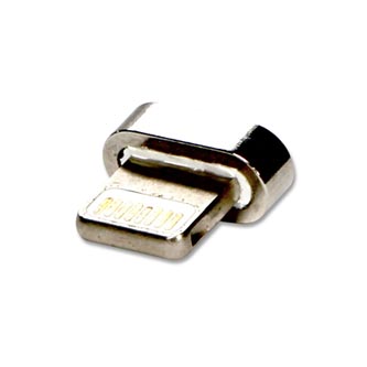 USB koncovka, Apple Lightning samec - magnetické připojení, stříbrná, redukce k magnetickému kabelu 59257