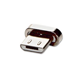 USB koncovka, (2.0), microUSB samec - magnetické připojení, stříbrná, redukce k magnetickému kabelu