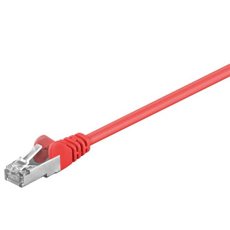 Síťový LAN kabel FTP patchcord, Cat.5e, RJ45 samec - RJ45 samec, 0.25 m, stíněný, červený, economy