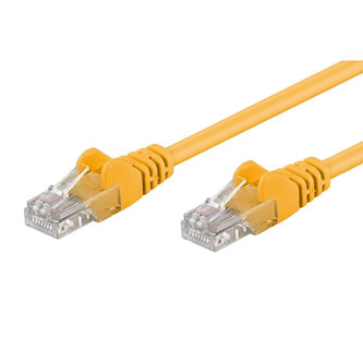 Síťový LAN kabel UTP patchcord, Cat.5e, RJ45 samec - RJ45 samec, 1.5 m, nestíněný, žlutý, economy