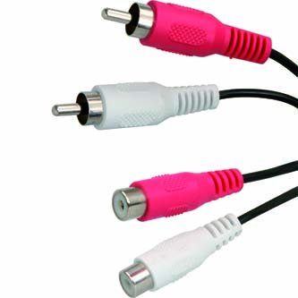 Prodlužovací audio kabel 2x CINCH M - 2x CINCH F, CINCH, 1.5m, černá