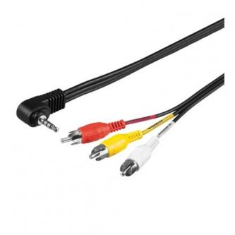 Audio kabel Jack (3,5mm) M - 3x CINCH M, 1.5m, 4-pólovy jack 90&deg*, černá