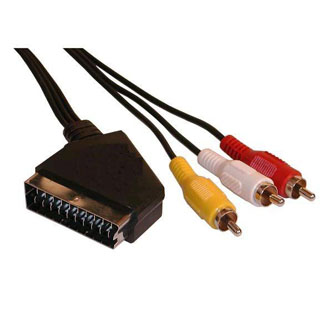 Video kabel SCART M - 3x CINCH M, 3m, černá
