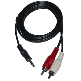 Audio kabel Jack (3,5mm) M - 2x CINCH M, 5m, černá