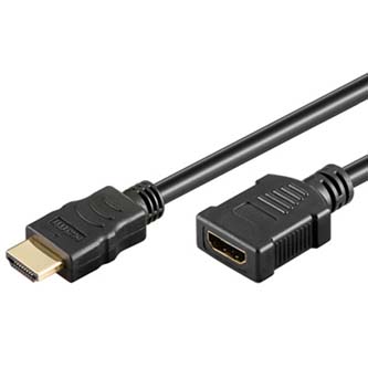 Prodlužovací video kabel HDMI M - HDMI F, High Speed With Ethernet, 2m, pozlacené konektory, černá