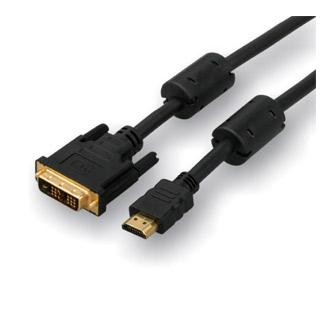 Video kabel DVI (18+1) M - HDMI M, 2m, pozlacené konektory, černá, Logo