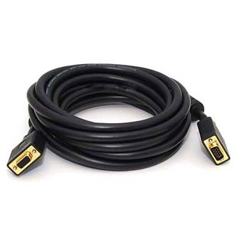 Prodlužovací video kabel VGA (D-sub) M - VGA (D-sub) F, 5m, pozlacené konektory, stíněný, černá