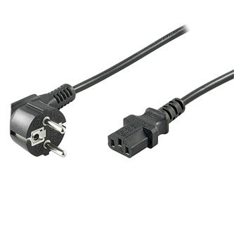 Síťový kabel 230V napájecí, CEE7 (vidlice)-C13, 1m, VDE approved, černý