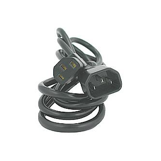 Síťový kabel 230V prodlužovací, C13 - C14, 2m, VDE approved, černý, Logo