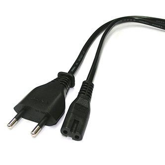 Kabel přístrojový kabel 230V, vidlice-230V 2pin F, 2m, černý, 2 pinová koncovka