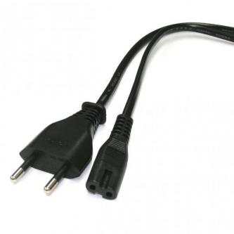 Síťový kabel 230V napájecí, CEE7 (vidlice) - C7, 2m, VDE approved, černý, Logo, 2 pinová koncovka