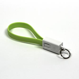 USB kabel (2.0), USB A M - microUSB M, 0.2m, světle zelená, Logo, blistr, klíčenka
