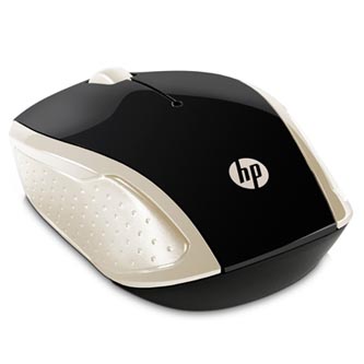 HP Myš 200 Gold, 1000DPI, 2.4 [GHz], optická, 3tl., bezdrátová, zlatá, 2 ks AAA, MacOS X 10.x,Google Chrome OS, MS Windows 7 a výš