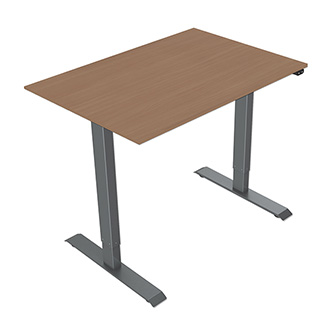 Pracovní stůl, elektricky nastavitelná výška, buk, 75x140cm, rozsah 500 mm, šedý, 70 kg nosnost, ergo