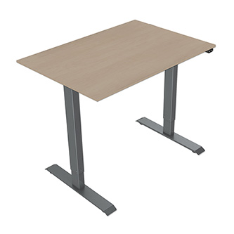Pracovní stůl, elektricky nastavitelná výška, javor, 75x140cm, rozsah 500 mm, šedý, 70 kg nosnost, ergo