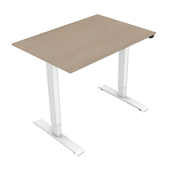 Pracovní stůl, elektricky nastavitelná výška, javor, 75x140cm, rozsah 500 mm, bílý, 70 kg nosnost, ergo