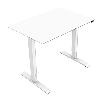 Pracovní stůl, elektricky nastavitelná výška, bílá deska, 75x140cm, rozsah 500 mm, bílý, 70 kg nosnost, ergo