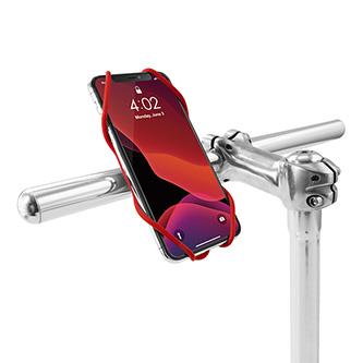 Držák mobilu Bone Bike Tie 3, na kolo, nastavitelná velikost, červený, 4.7-7.2", silikon, k připevnění na řídítka, červená