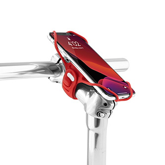 Držák mobilu Bone Bike Tie 3 Pro, na kolo, nastavitelná velikost, červený, 5.8-7.2", silikon, na představec řídítek, červená