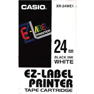 Casio originální páska do tiskárny štítků, Casio, XR-24WE1, černý tisk/bílý podklad, nelaminovaná, 8m, 24mm