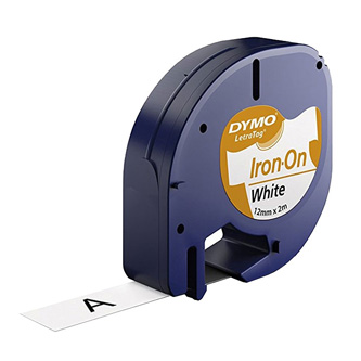 Dymo originální páska do tiskárny štítků, Dymo, S0718850, černý tisk/bílý podklad, 2m, 12mm, LetraTag nažehlovací páska