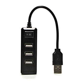 USB (2.0) HUB 4-port, 330, černá, délka kabelu 15cm, možnost vypnutí celého HUBu