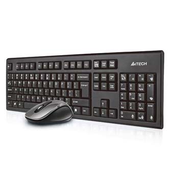 A4Tech 7100N, sada klávesnice s bezdrátovou optickou myší, AAA, CZ, klasická, 2.4 [Ghz], bezdrátová, černá