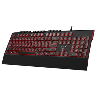 Genius Slimstar 280, klávesnice CZ/SK, klasická, tichá typ drátová (USB), černo-červená, ne